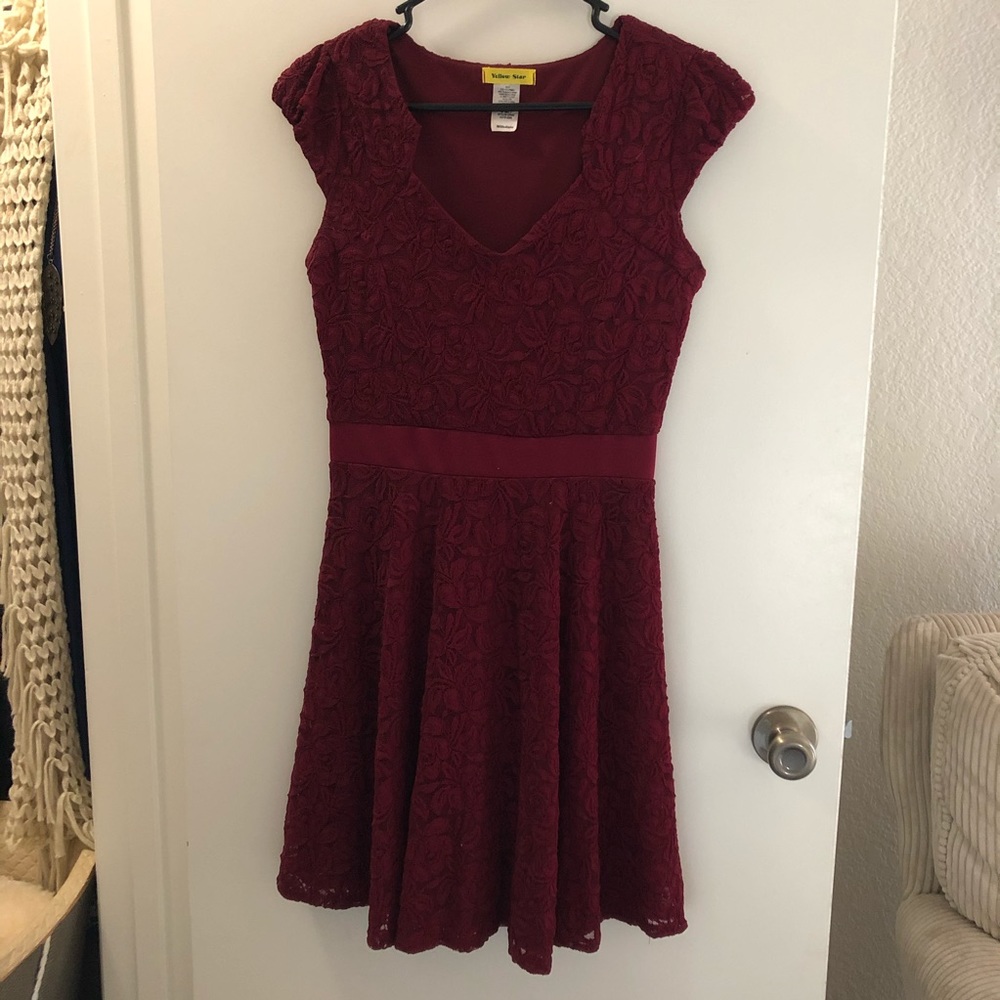 Crimson Holiday Lace Dress